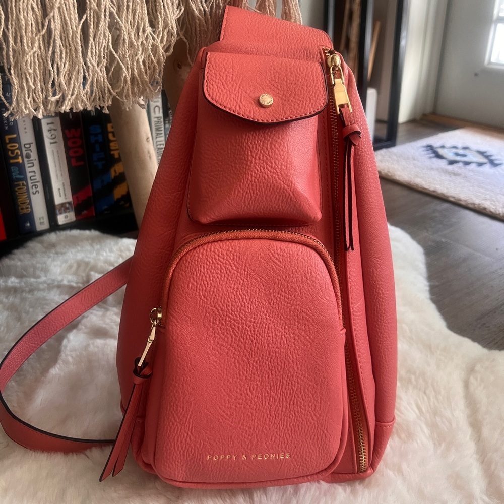 Poppy & Peonies En Route Sling Bag- Coral